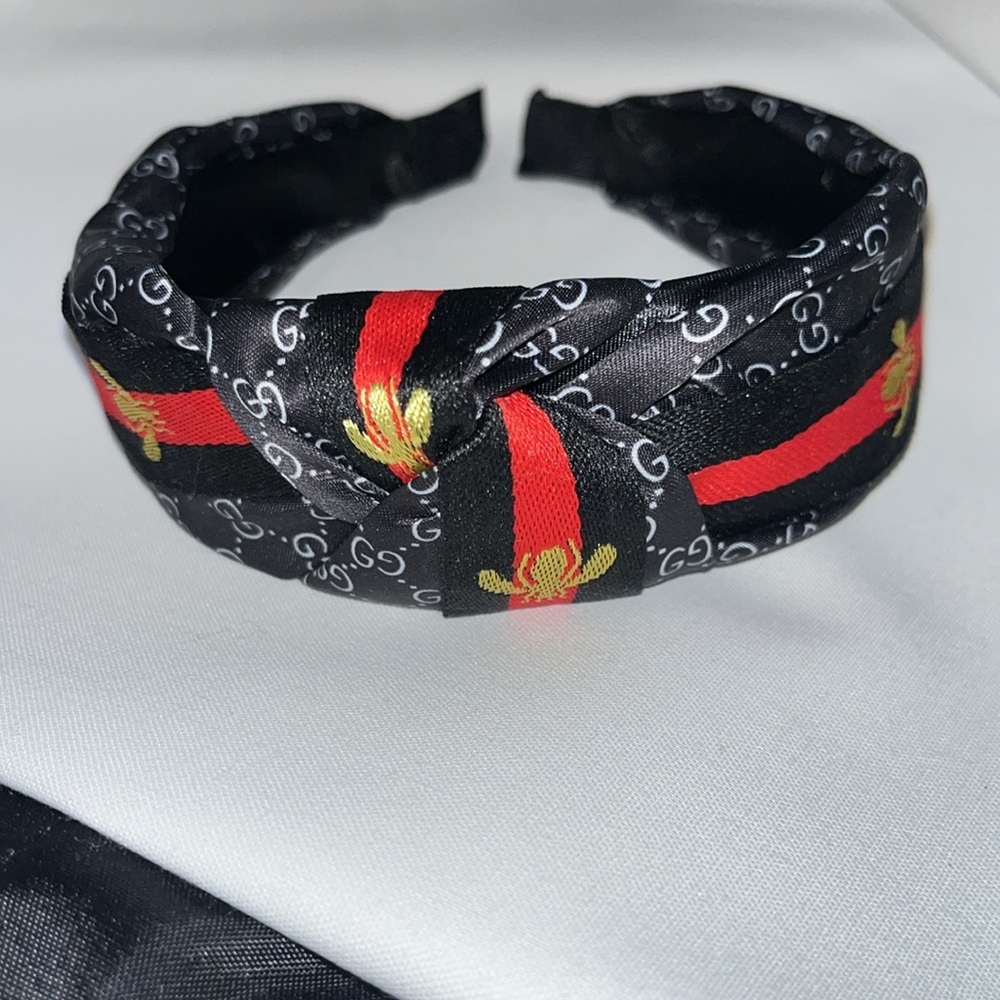Fabulous Black Red Gold Bee Knotted Headband - Picture 2 of 5